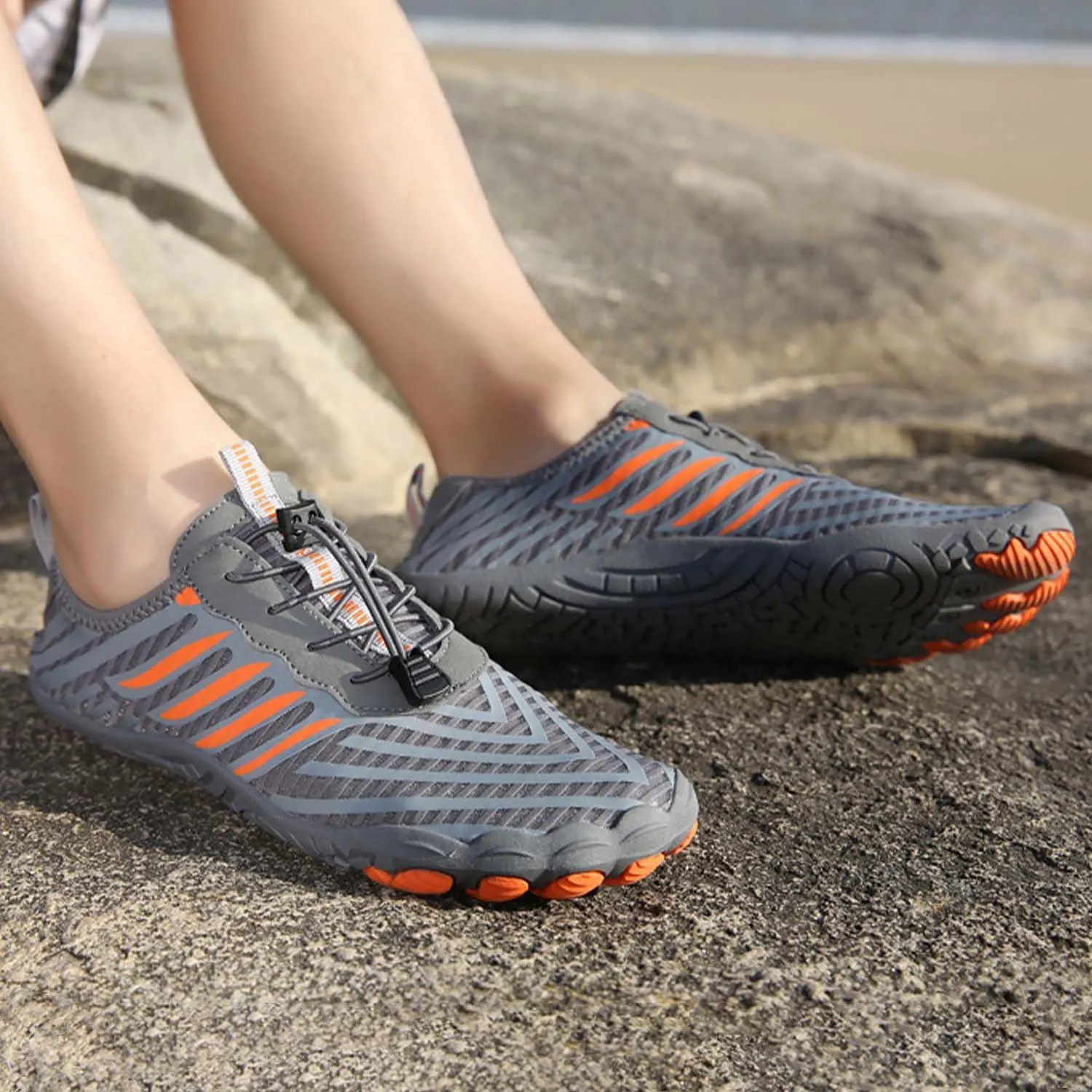 2025 Hiking Barefoot Shoes for Women Men, Grounded Footwear Non-Slip Water Shoes Unisex, Quickdry Wide Toe Barefoot Sneakers Lightweight Breathable Running Biking Swim River