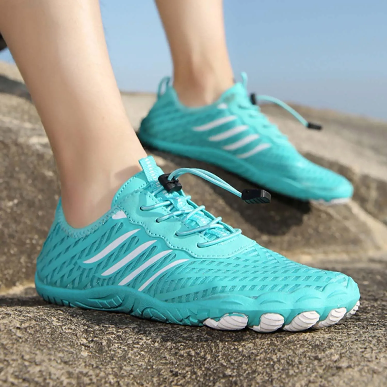2025 Hiking Barefoot Shoes for Women Men, Grounded Footwear Non-Slip Water Shoes Unisex, Quickdry Wide Toe Barefoot Sneakers Lightweight Breathable Running Biking Swim River