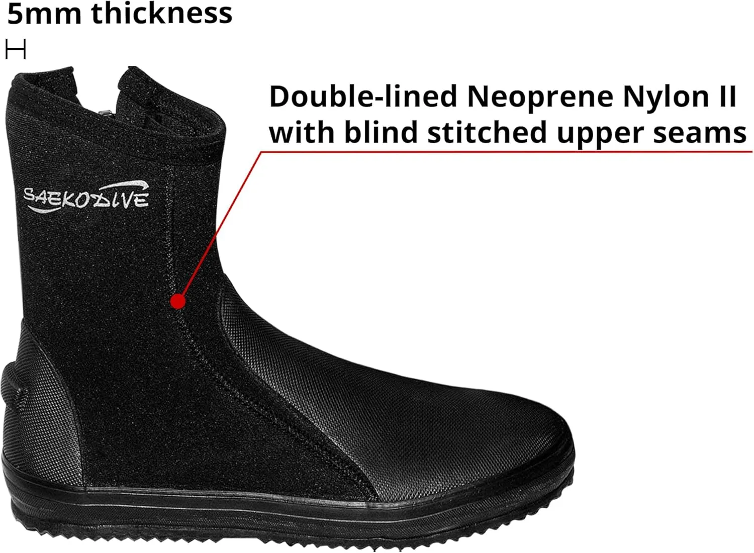 5mm Neoprene Dive Boots for Adults - Fin Holder & Anti-Slip Rubber Sole - for Scuba Diving, Spearfishing, River Tracing, Water Activities