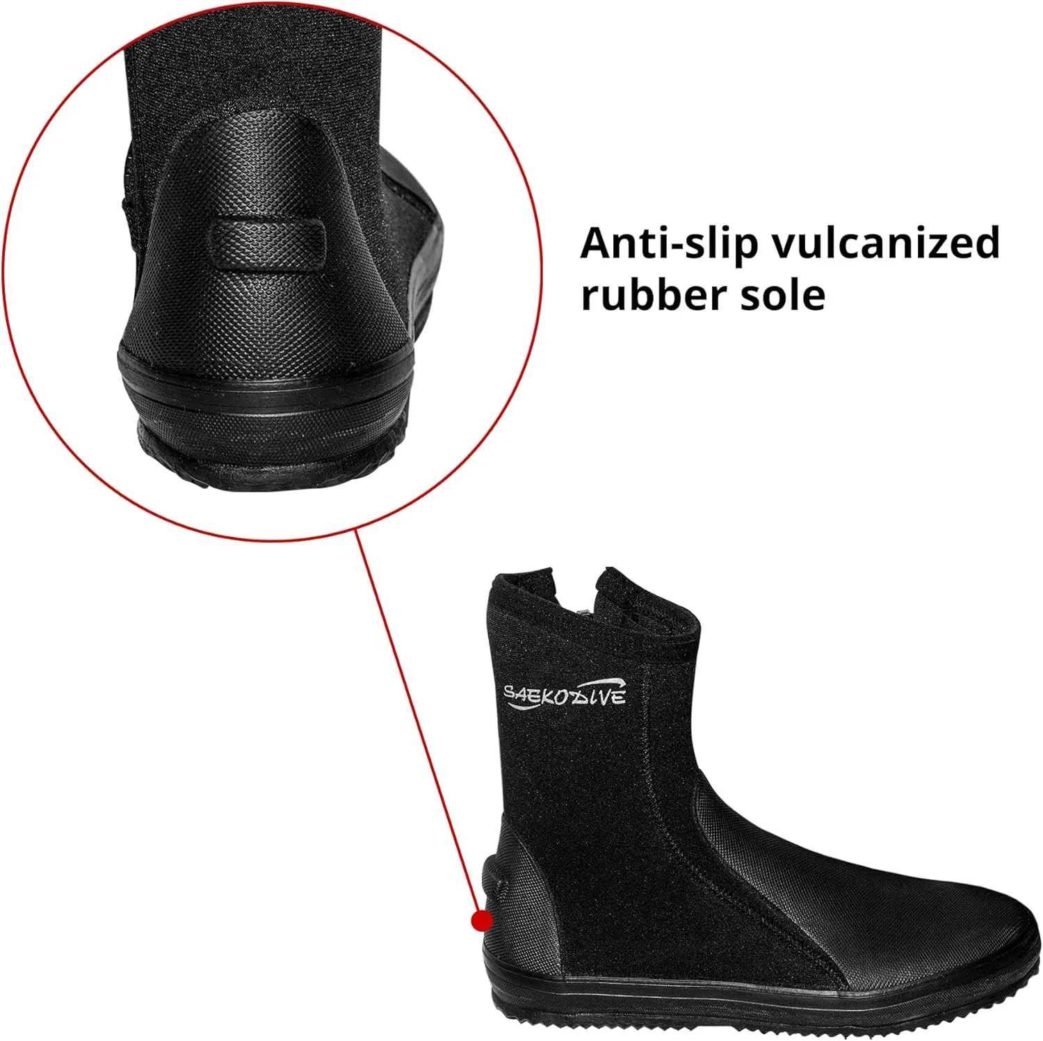 5mm Neoprene Dive Boots for Adults - Fin Holder & Anti-Slip Rubber Sole - for Scuba Diving, Spearfishing, River Tracing, Water Activities