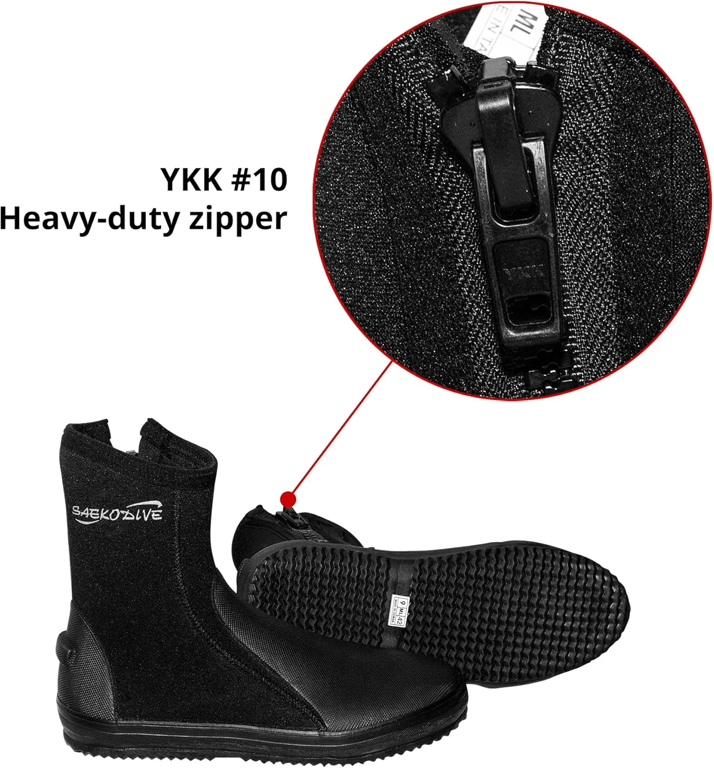 5mm Neoprene Dive Boots for Adults - Fin Holder & Anti-Slip Rubber Sole - for Scuba Diving, Spearfishing, River Tracing, Water Activities