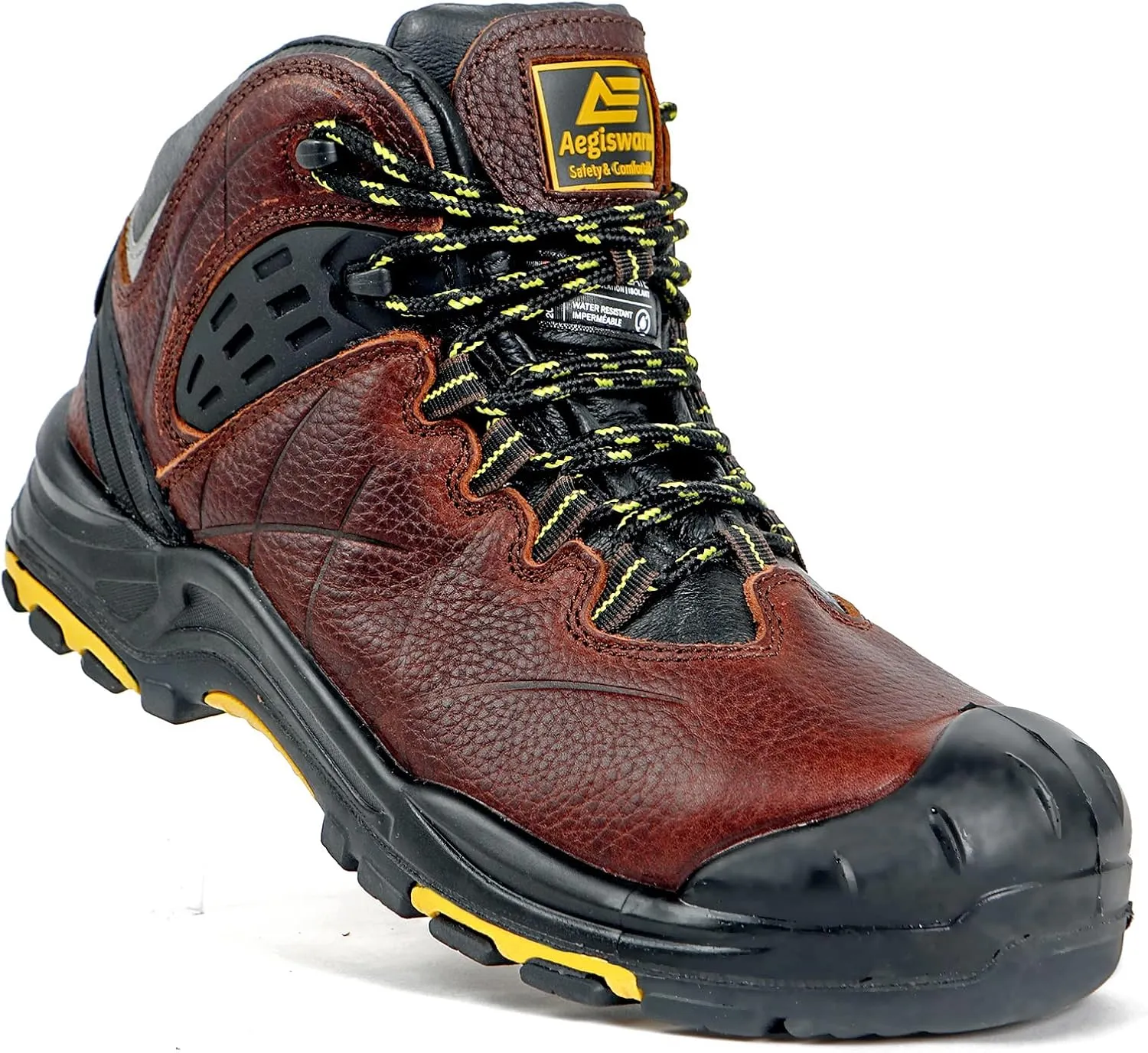 6" Steel Toe Work Boots for Men Waterproof Durable Crazy-Horse Non Slip Industrial and Construction Safety Footwear Mens Work Boots