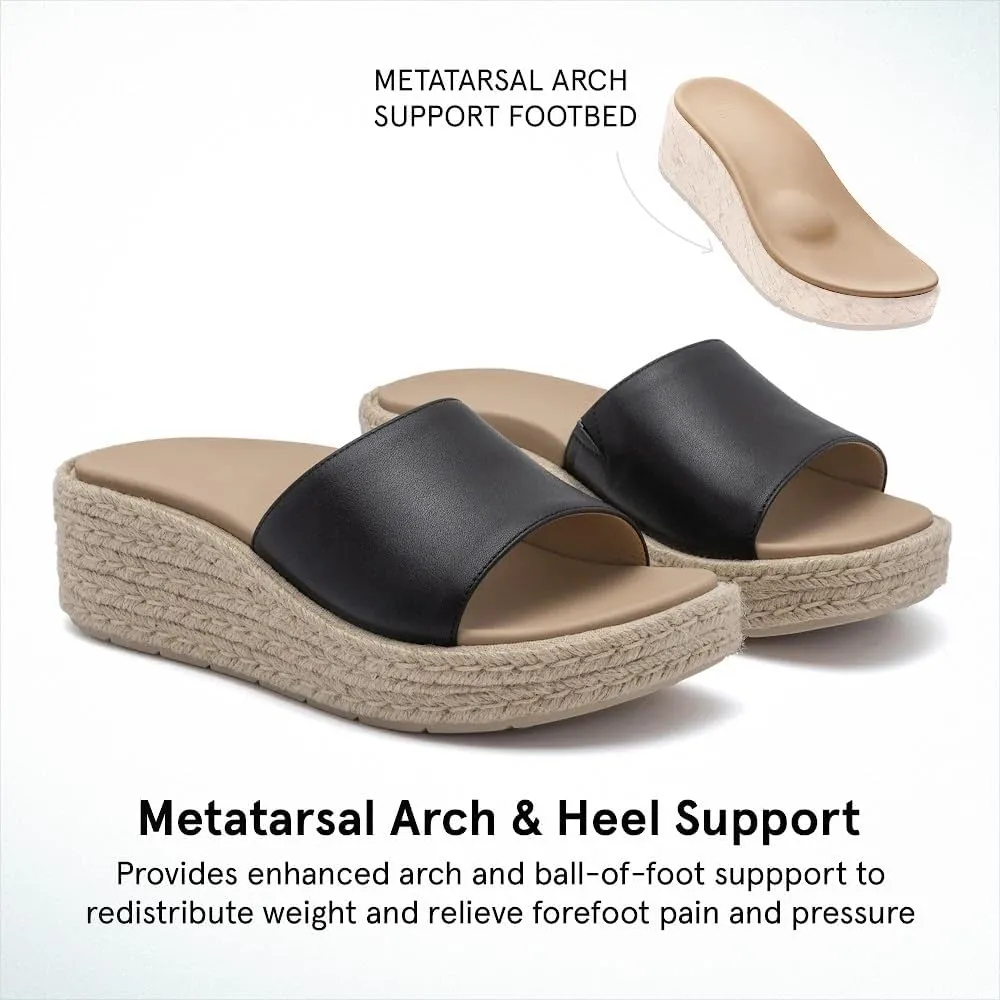 ABEO Solstice Slide Platform Sandals | Slip On Sandals Women | Espadrilles for Women | Ball of Foot Pain Relief | Built-In Metatarsal Pads Women | Ball Of Foot Cushions for Women