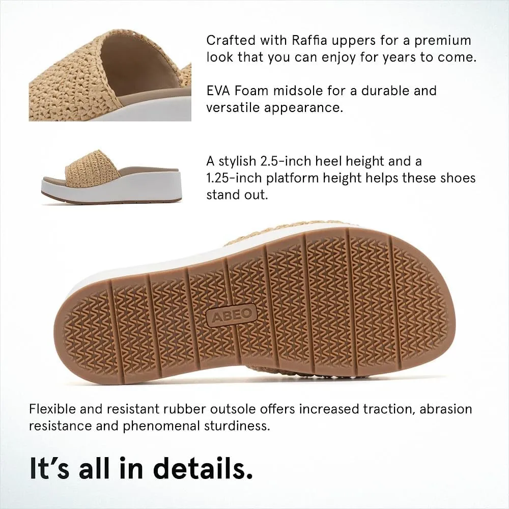 ABEO Solstice Slide Platform Sandals | Slip On Sandals Women | Espadrilles for Women | Ball of Foot Pain Relief | Built-In Metatarsal Pads Women | Ball Of Foot Cushions for Women