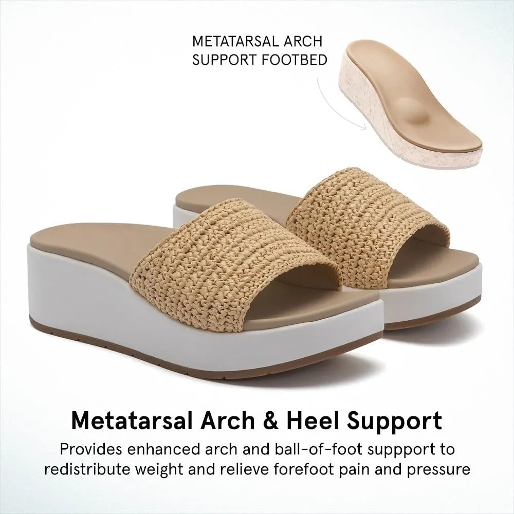 ABEO Solstice Slide Platform Sandals | Slip On Sandals Women | Espadrilles for Women | Ball of Foot Pain Relief | Built-In Metatarsal Pads Women | Ball Of Foot Cushions for Women