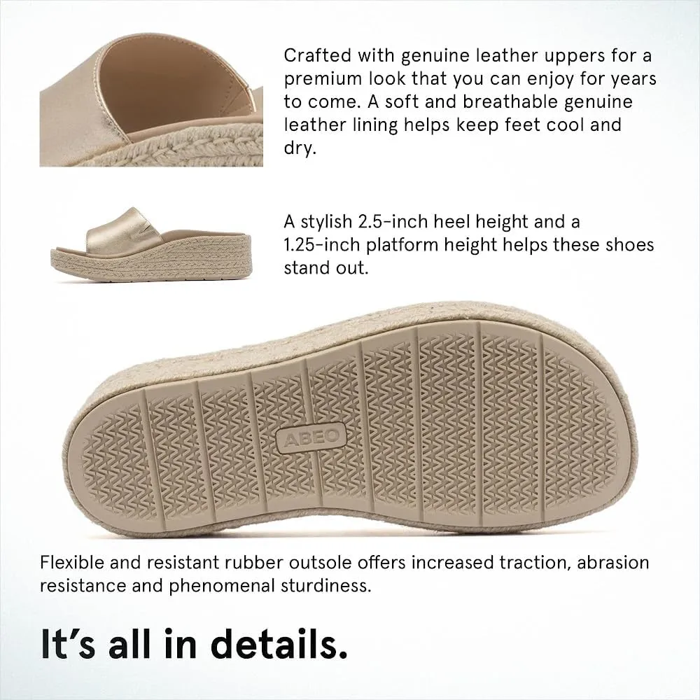 ABEO Solstice Slide Platform Sandals | Slip On Sandals Women | Espadrilles for Women | Sandals Women Dressy | Summer Shoes for Women | Built In Orthotic Insoles