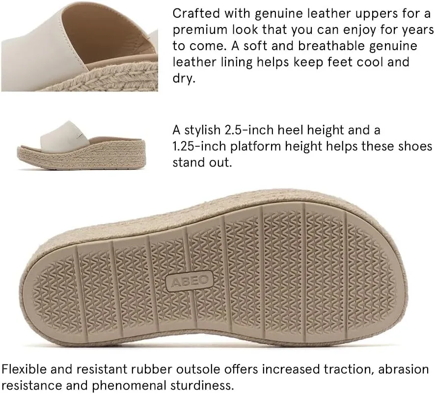 ABEO Solstice Slide Platform Sandals | Slip On Sandals Women | Espadrilles for Women | Sandals Women Dressy | Summer Shoes for Women | Built In Orthotic Insoles