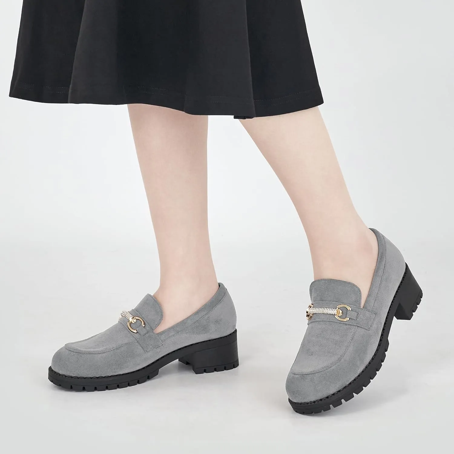 Ablanczoom Chunky Loafers for Women Platform: Comfortable Suede Penny Womens Loafer Dressy Slip On Casual Office Business Shoes