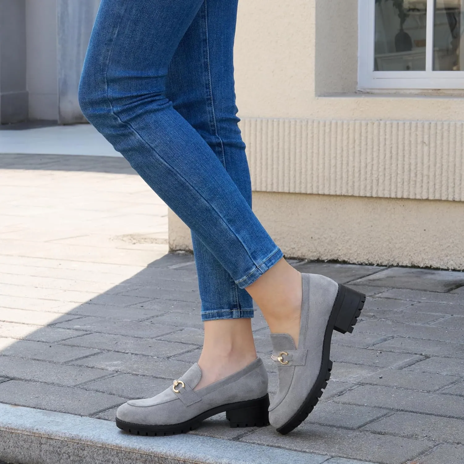 Ablanczoom Chunky Loafers for Women Platform: Comfortable Suede Penny Womens Loafer Dressy Slip On Casual Office Business Shoes