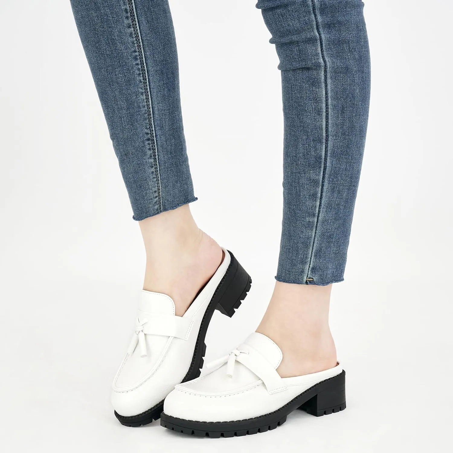 Ablanczoom Mules for Women: Dressy Comfortable Womens Mules Slip On Backless Platform Chunky Loafers for Work Office Business