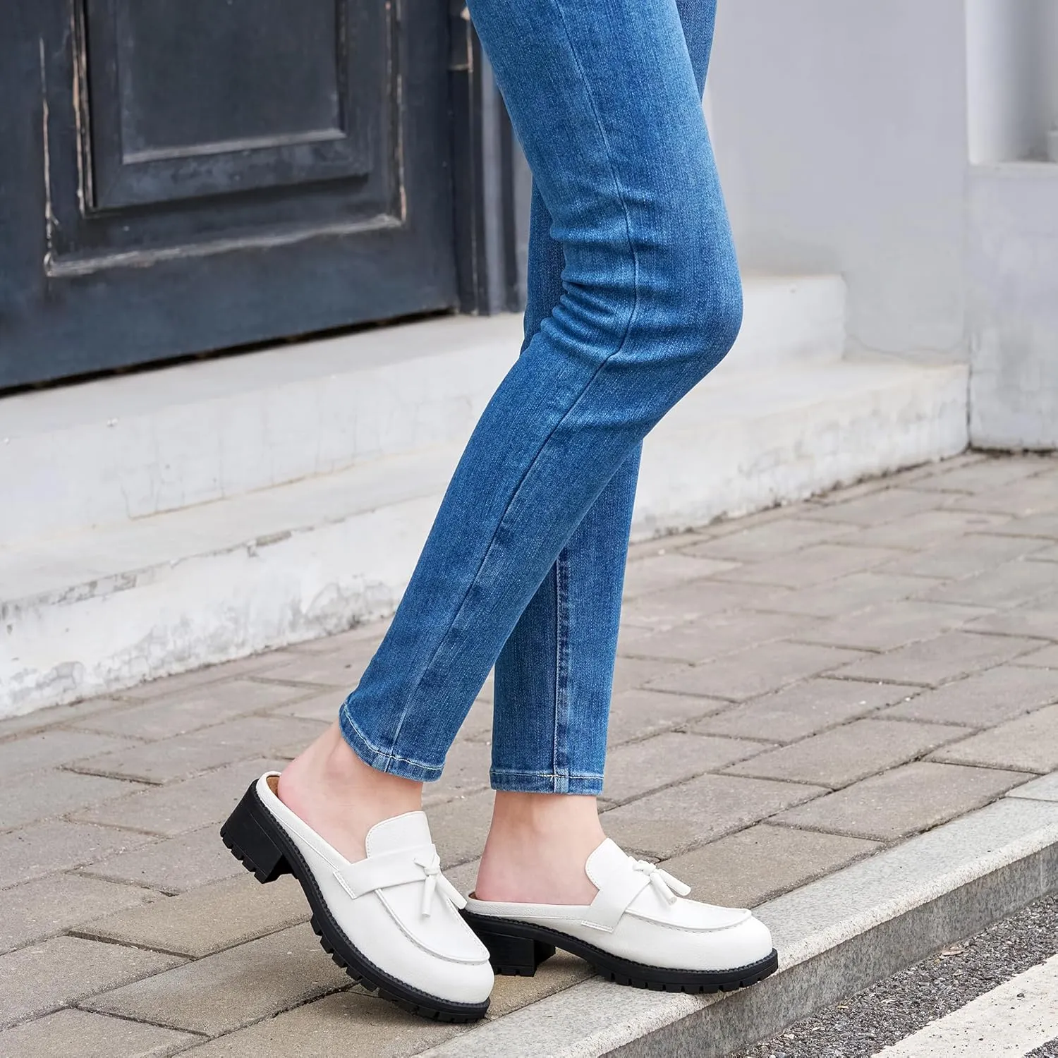 Ablanczoom Mules for Women: Dressy Comfortable Womens Mules Slip On Backless Platform Chunky Loafers for Work Office Business