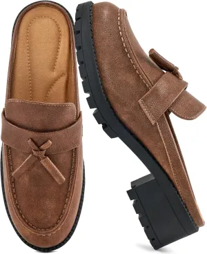 Ablanczoom Mules for Women: Dressy Comfortable Womens Mules Slip On Backless Platform Chunky Loafers for Work Office Business