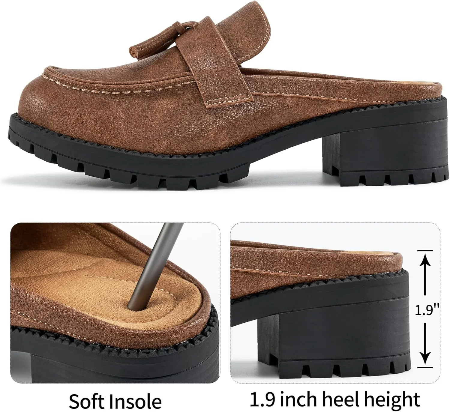 Ablanczoom Mules for Women: Dressy Comfortable Womens Mules Slip On Backless Platform Chunky Loafers for Work Office Business