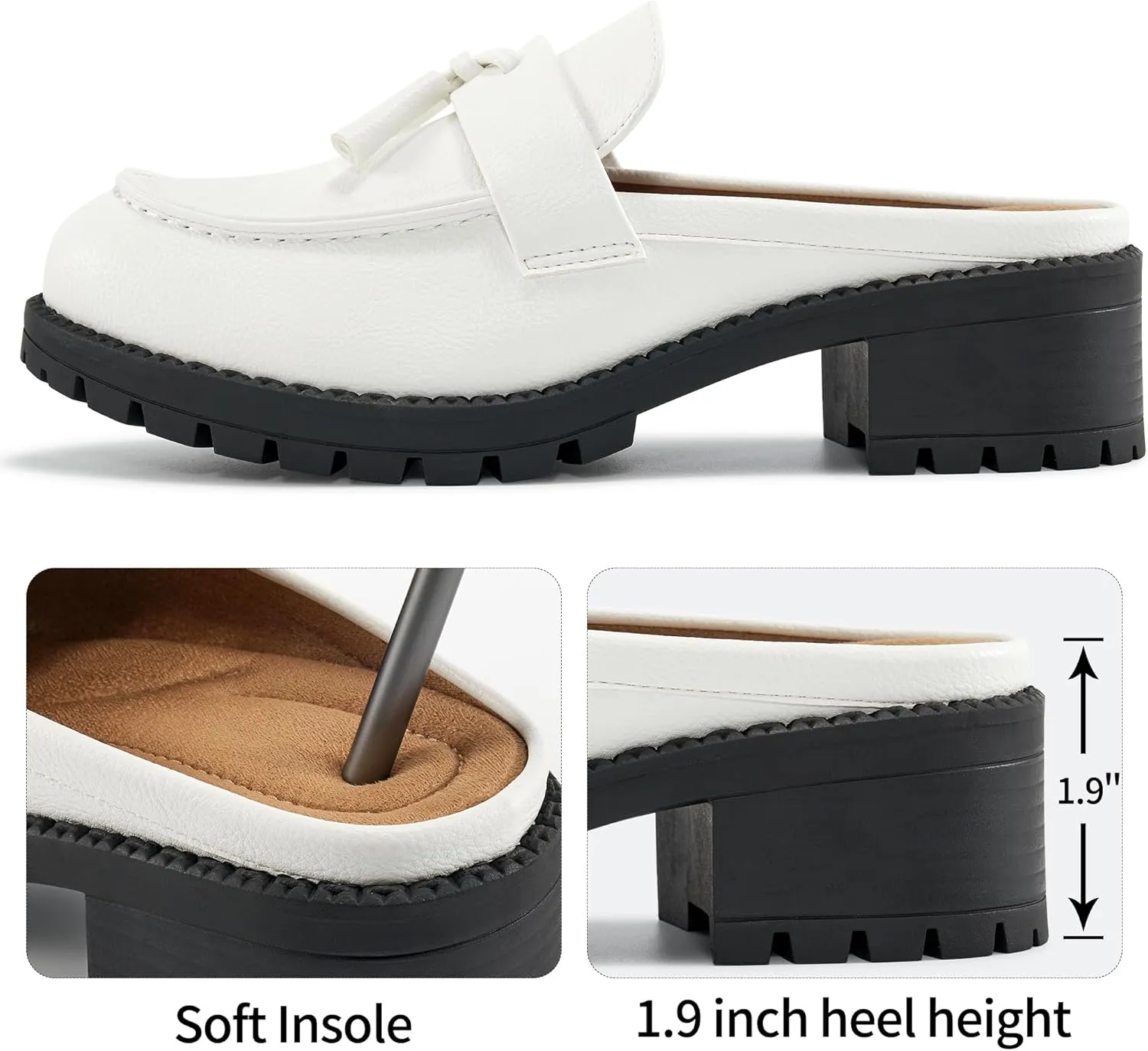 Ablanczoom Mules for Women: Dressy Comfortable Womens Mules Slip On Backless Platform Chunky Loafers for Work Office Business