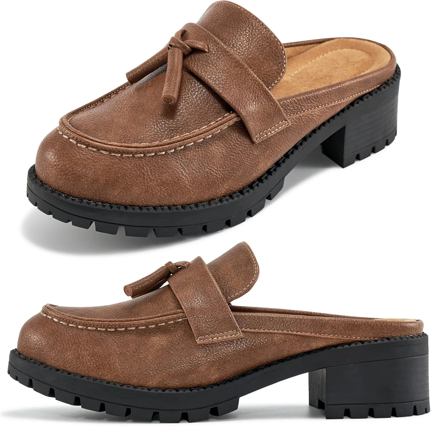 Ablanczoom Mules for Women: Dressy Comfortable Womens Mules Slip On Backless Platform Chunky Loafers for Work Office Business