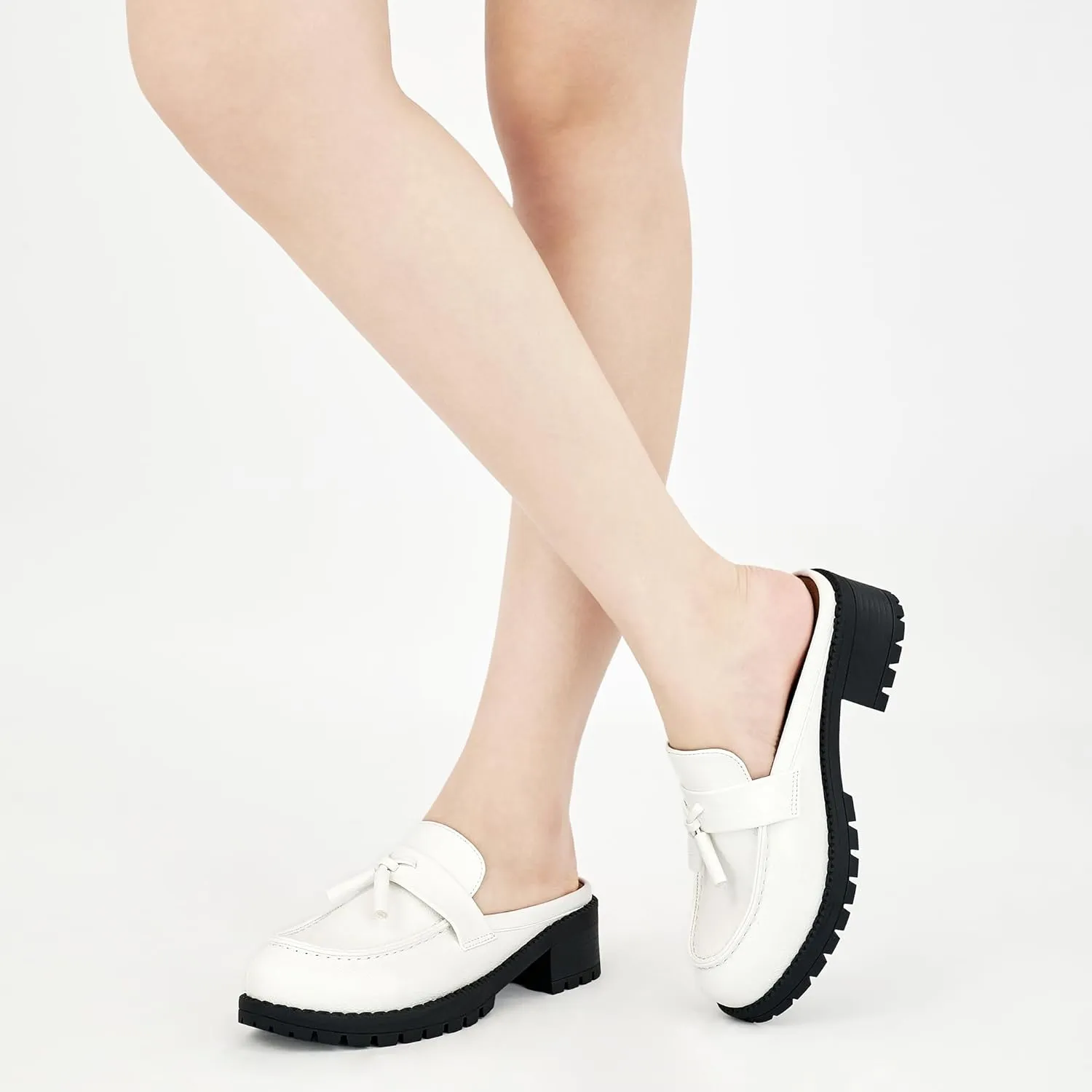 Ablanczoom Mules for Women: Dressy Comfortable Womens Mules Slip On Backless Platform Chunky Loafers for Work Office Business