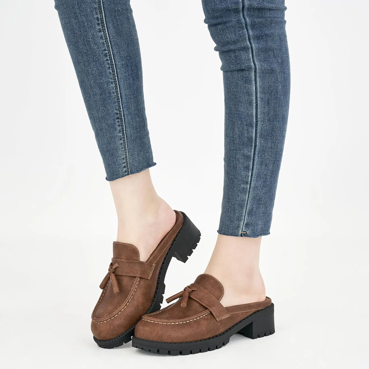 Ablanczoom Mules for Women: Dressy Comfortable Womens Mules Slip On Backless Platform Chunky Loafers for Work Office Business