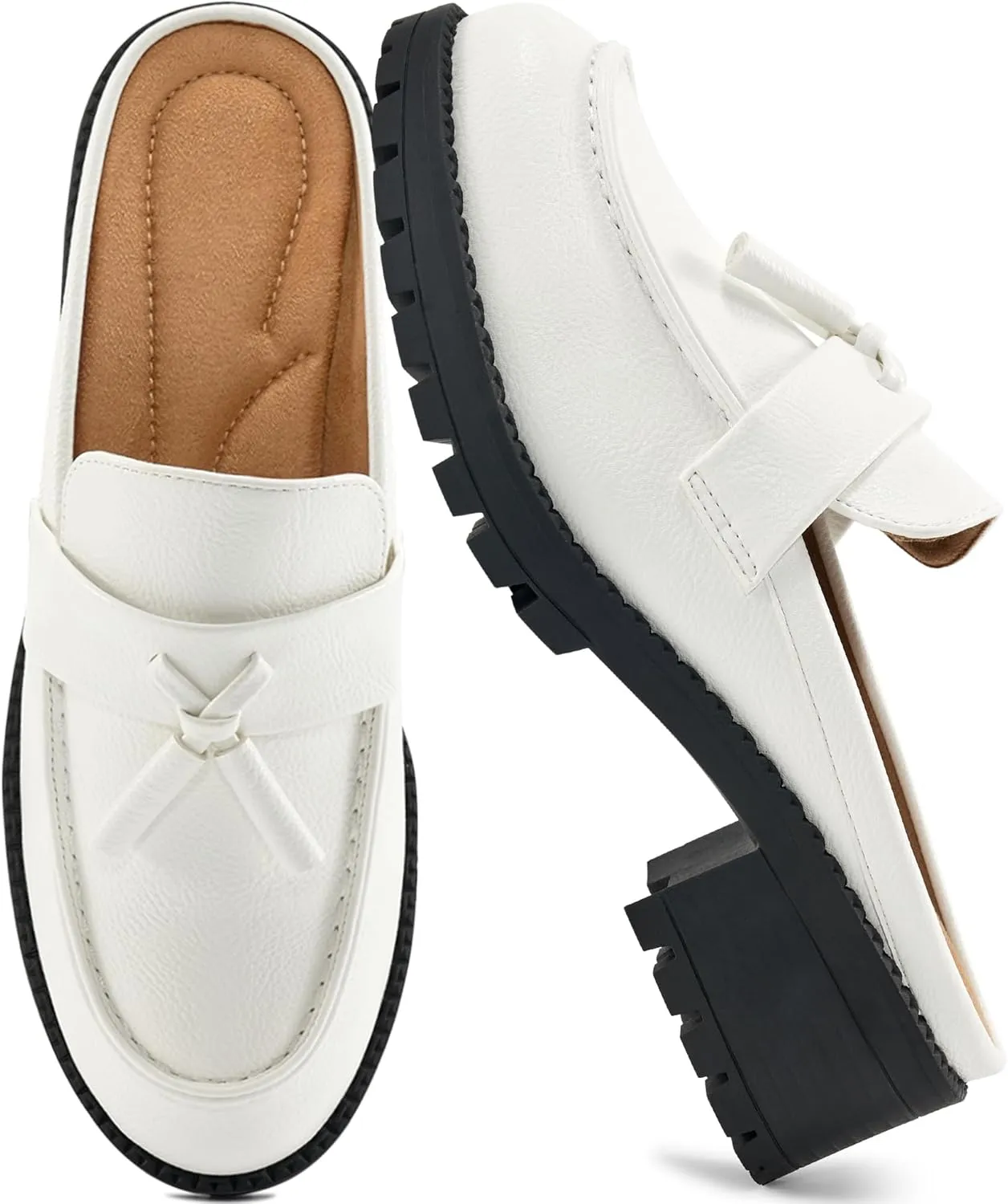Ablanczoom Mules for Women: Dressy Comfortable Womens Mules Slip On Backless Platform Chunky Loafers for Work Office Business