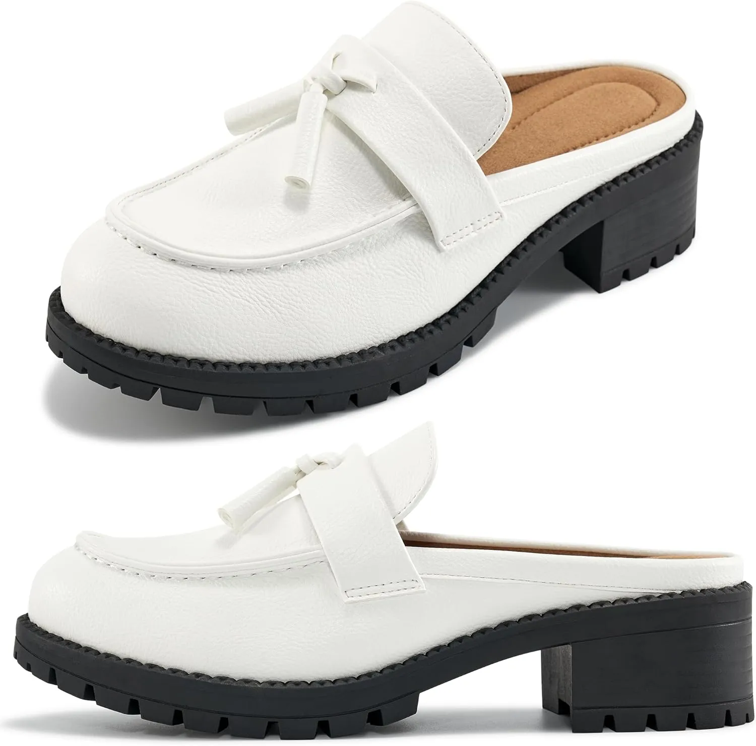 Ablanczoom Mules for Women: Dressy Comfortable Womens Mules Slip On Backless Platform Chunky Loafers for Work Office Business