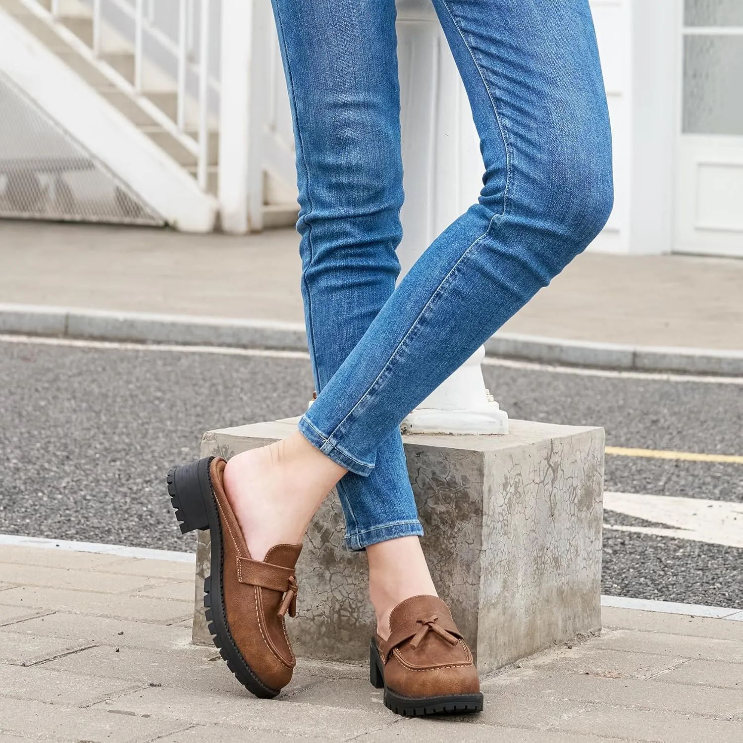 Ablanczoom Mules for Women: Dressy Comfortable Womens Mules Slip On Backless Platform Chunky Loafers for Work Office Business