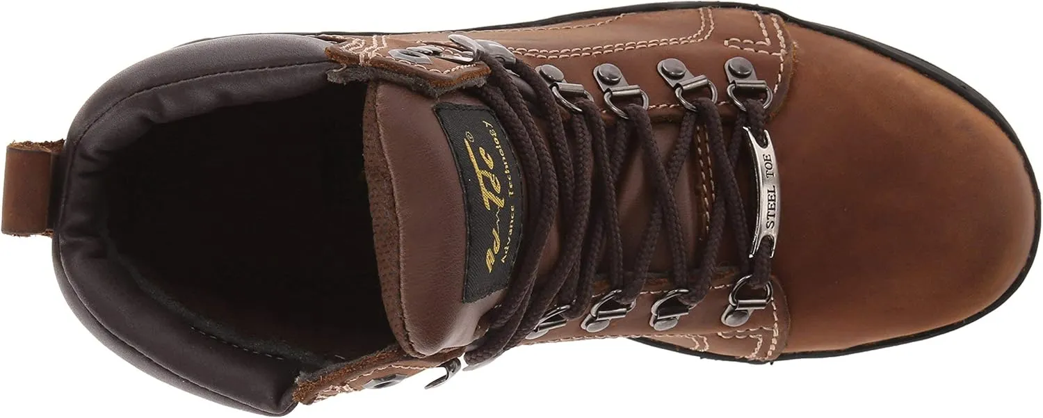 Ad Tec 6in Steel Toe Laceup Leather Work Boots for Women - Soft Padded Collar, Oil and Slip Resistant Outsole
