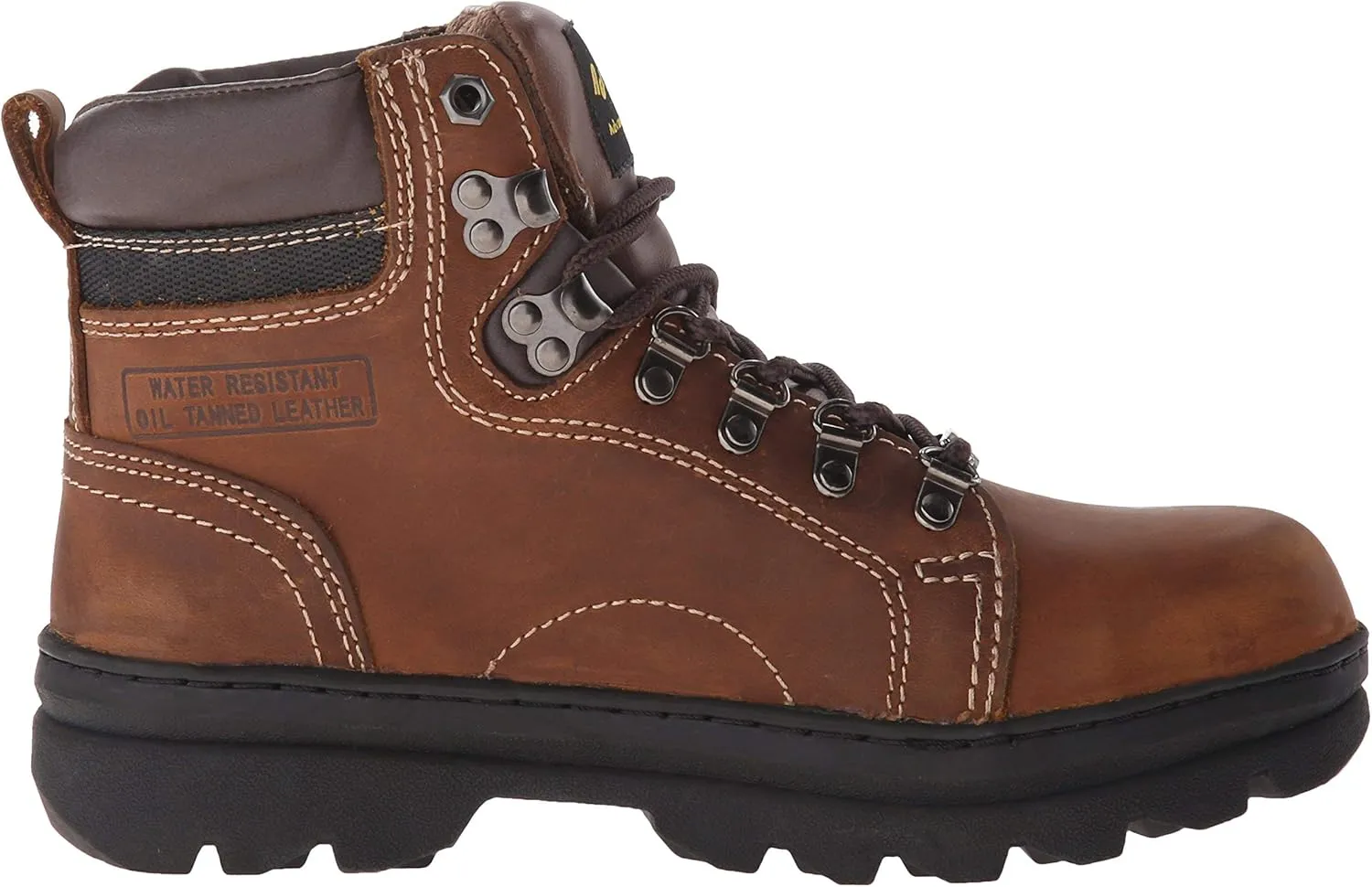 Ad Tec 6in Steel Toe Laceup Leather Work Boots for Women - Soft Padded Collar, Oil and Slip Resistant Outsole
