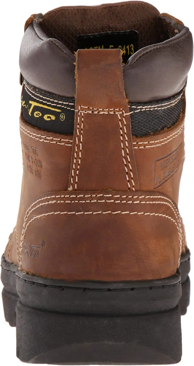 Ad Tec 6in Steel Toe Laceup Leather Work Boots for Women - Soft Padded Collar, Oil and Slip Resistant Outsole