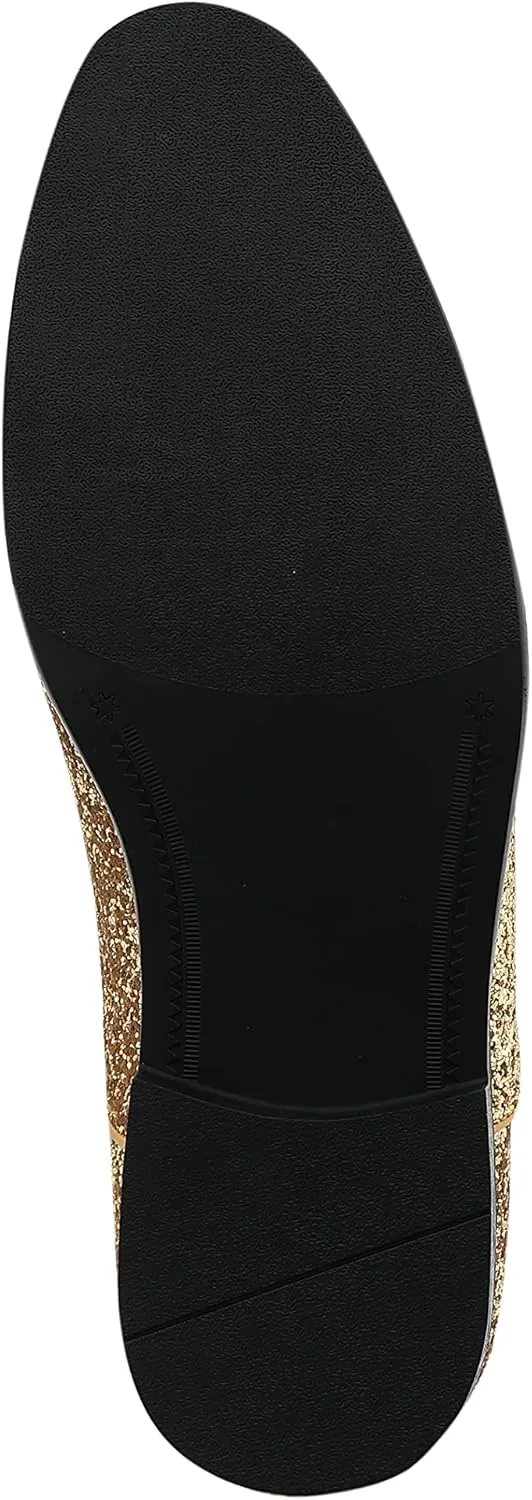 Amali Barnes Mens Dress Shoes Sparkly Glitter Encrusted Tuxedo Slip on Loafers for Men - The Original Smoking Men Dress Shoes Runs Large - GO 1/2 Size Down