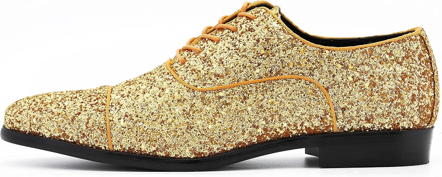 Amali Barnes Mens Dress Shoes Sparkly Glitter Encrusted Tuxedo Slip on Loafers for Men - The Original Smoking Men Dress Shoes Runs Large - GO 1/2 Size Down