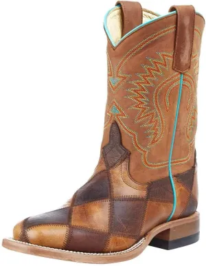 Anderson Bean Kid's Crazy Train Patchwork Cowboy Boots Brown 5