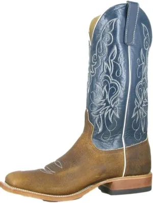 Anderson Bean Men's Distressed American Bison Cowboy Boots Brown/Navy 11 EE