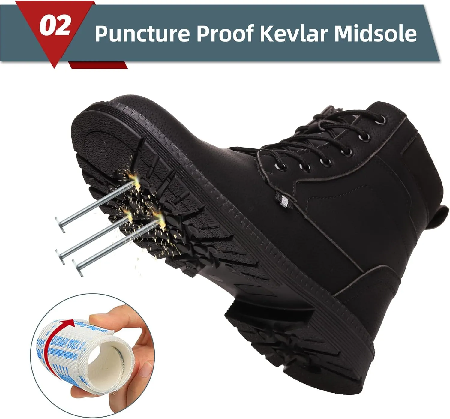 ANGRYRAM Steel Toe Boots for Men Comfortable Waterproof Construction Work Boots for Men Slip Resistant Lightweight Safety Shoes Botas de Trabajo Seguridad para Hombre