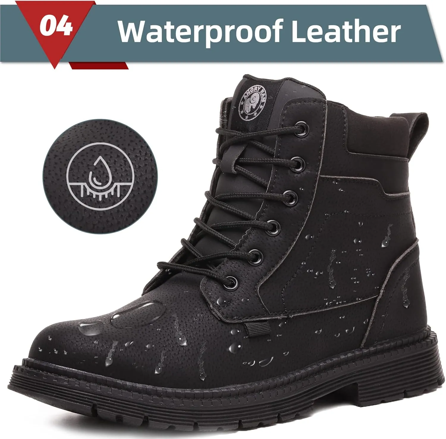 ANGRYRAM Steel Toe Boots for Men Comfortable Waterproof Construction Work Boots for Men Slip Resistant Lightweight Safety Shoes Botas de Trabajo Seguridad para Hombre