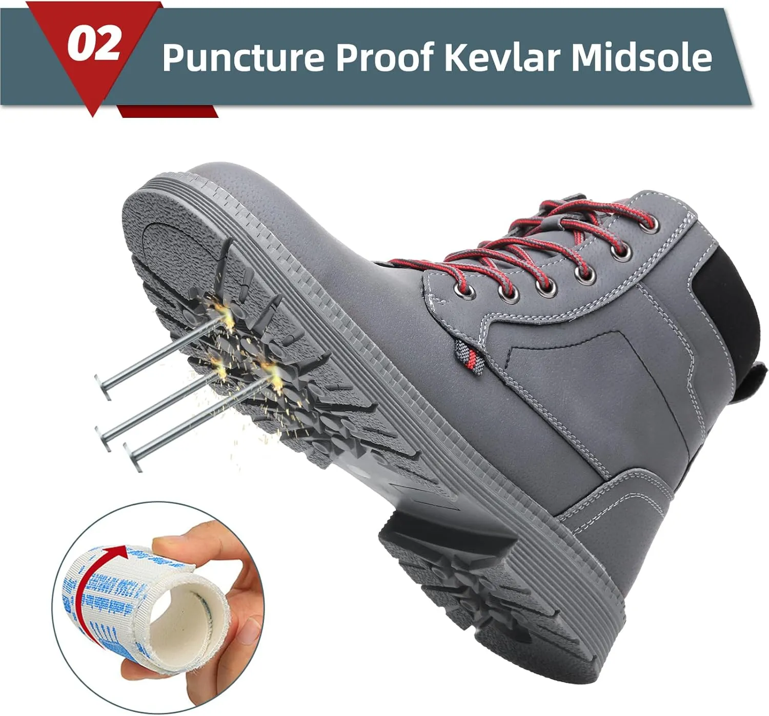 ANGRYRAM Steel Toe Boots for Men Comfortable Waterproof Construction Work Boots for Men Slip Resistant Lightweight Safety Shoes Botas de Trabajo Seguridad para Hombre