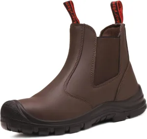 ANGRYRAM Steel Toe Slip on Work Boots for Men Waterproof Chelsea Industrial & Construction Shoes, Lightweight Comfortable Slip Resistant Safety boots
