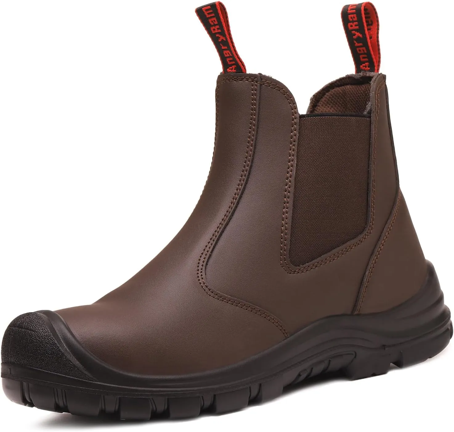 ANGRYRAM Steel Toe Slip on Work Boots for Men Waterproof Chelsea Industrial & Construction Shoes, Lightweight Comfortable Slip Resistant Safety boots