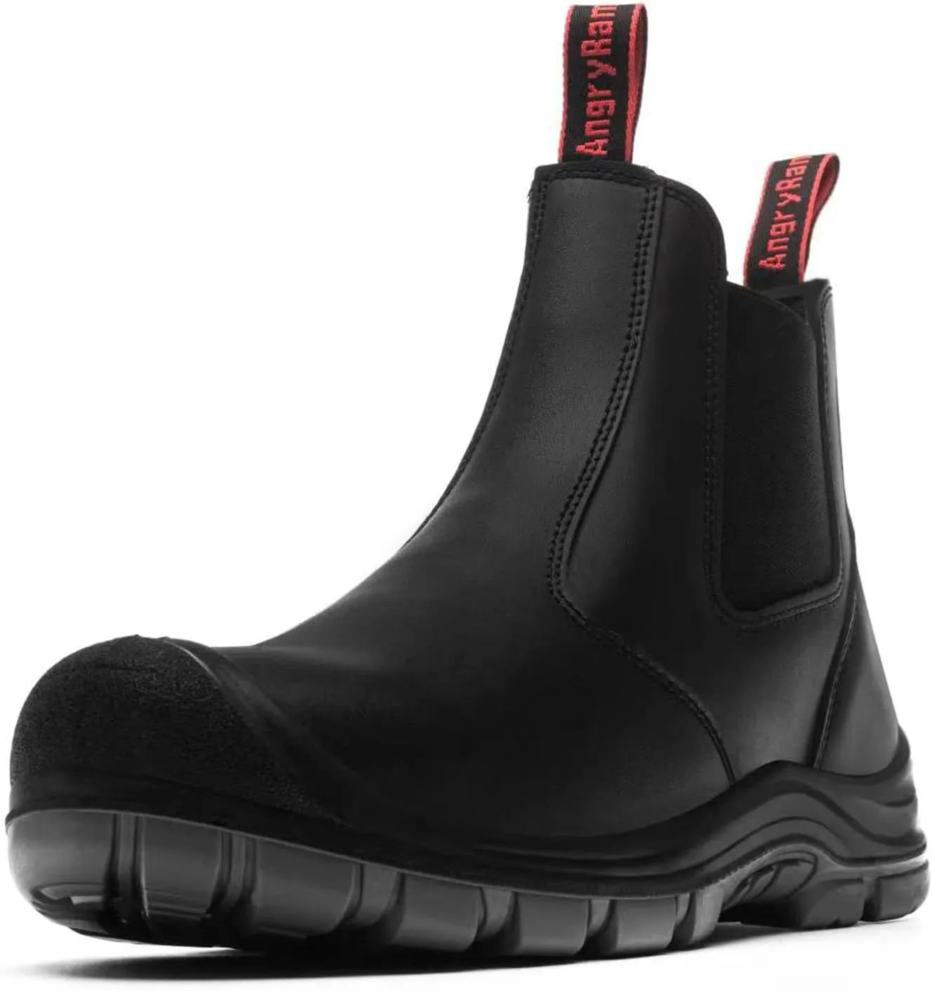 ANGRYRAM Steel Toe Slip on Work Boots for Men Waterproof Chelsea Industrial & Construction Shoes, Lightweight Comfortable Slip Resistant Safety boots