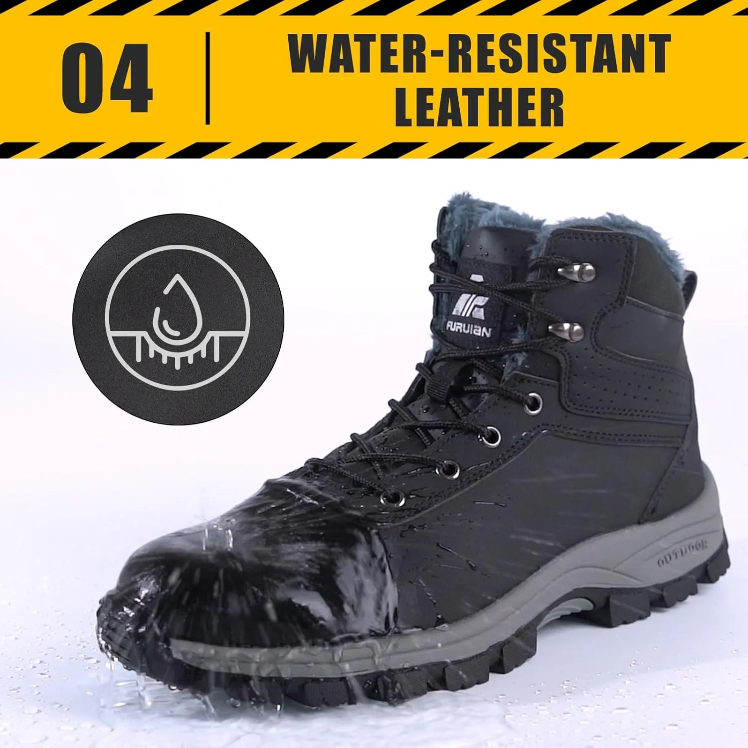 ANGRYRAM Winter Steel Toe Boots for Men Snow Work Boots Slip Resistant Safety Shoes Indestructible Industrial Construction Working Boots Warm Cozy