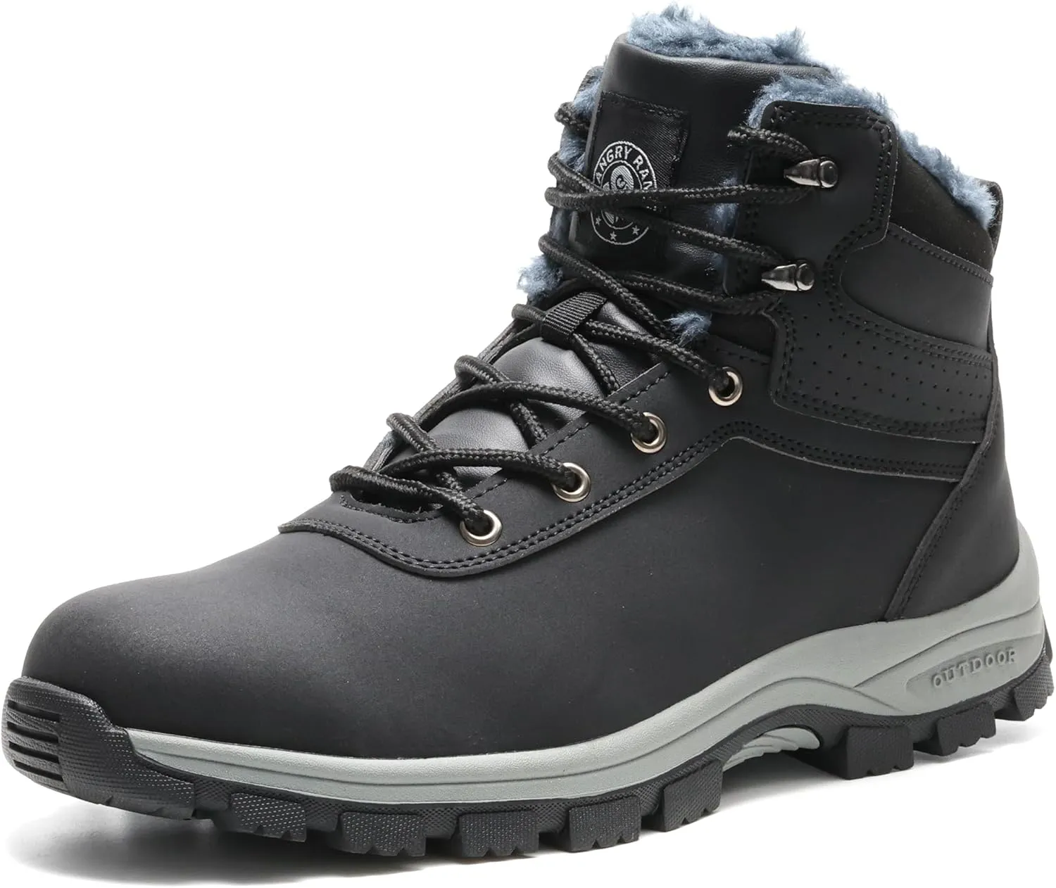ANGRYRAM Winter Steel Toe Boots for Men Snow Work Boots Slip Resistant Safety Shoes Indestructible Industrial Construction Working Boots Warm Cozy
