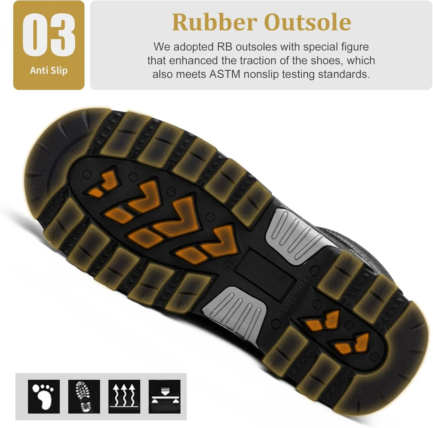 ANGRYRAM Work Boots for Men Steel Toe Boots Lightweight Indestructible Construction Safety Boots