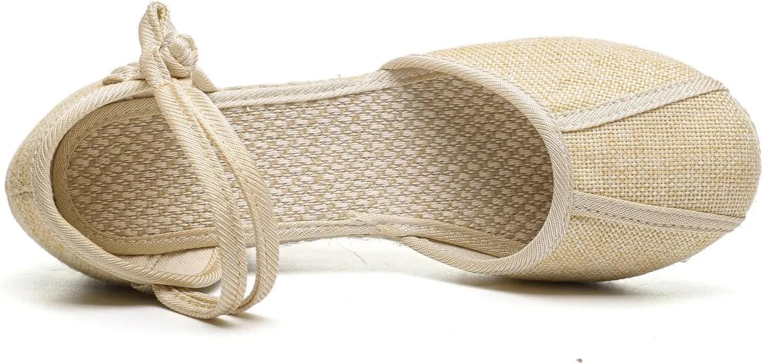 Aniywn Women Closed Toe Retro Wedge Casual Sandals Buckle Strap Ladies Espadrilles Wedge Sandals