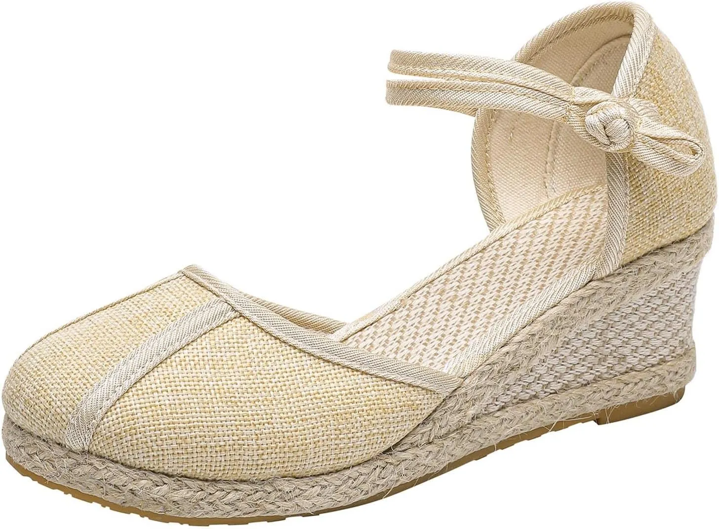 Aniywn Women Closed Toe Retro Wedge Casual Sandals Buckle Strap Ladies Espadrilles Wedge Sandals