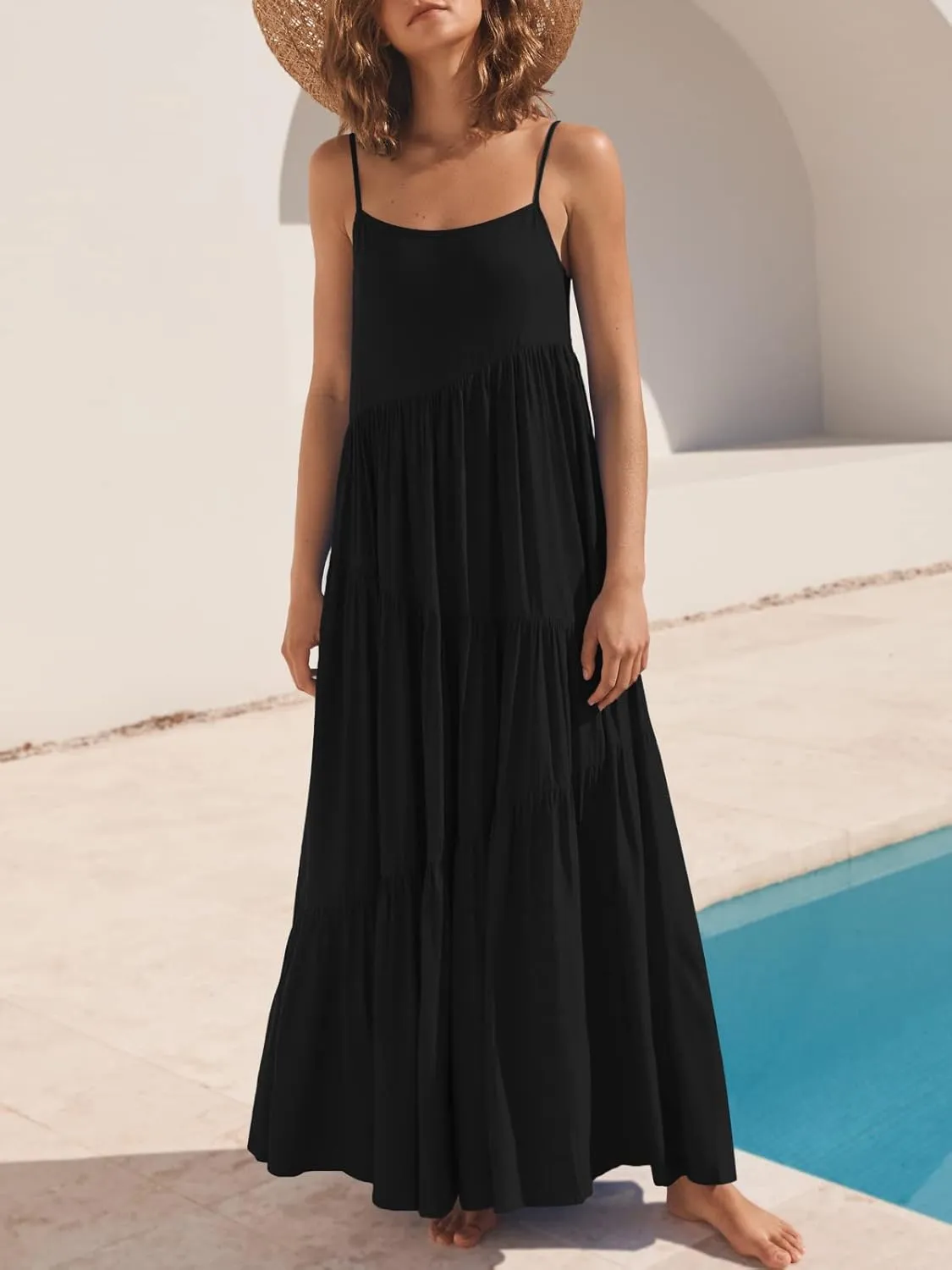 ANRABESS Women Summer Casual Loose Sleeveless Sundress Spaghetti Strap Flowy Boho Linen Beach Vacation Maxi Long Dress