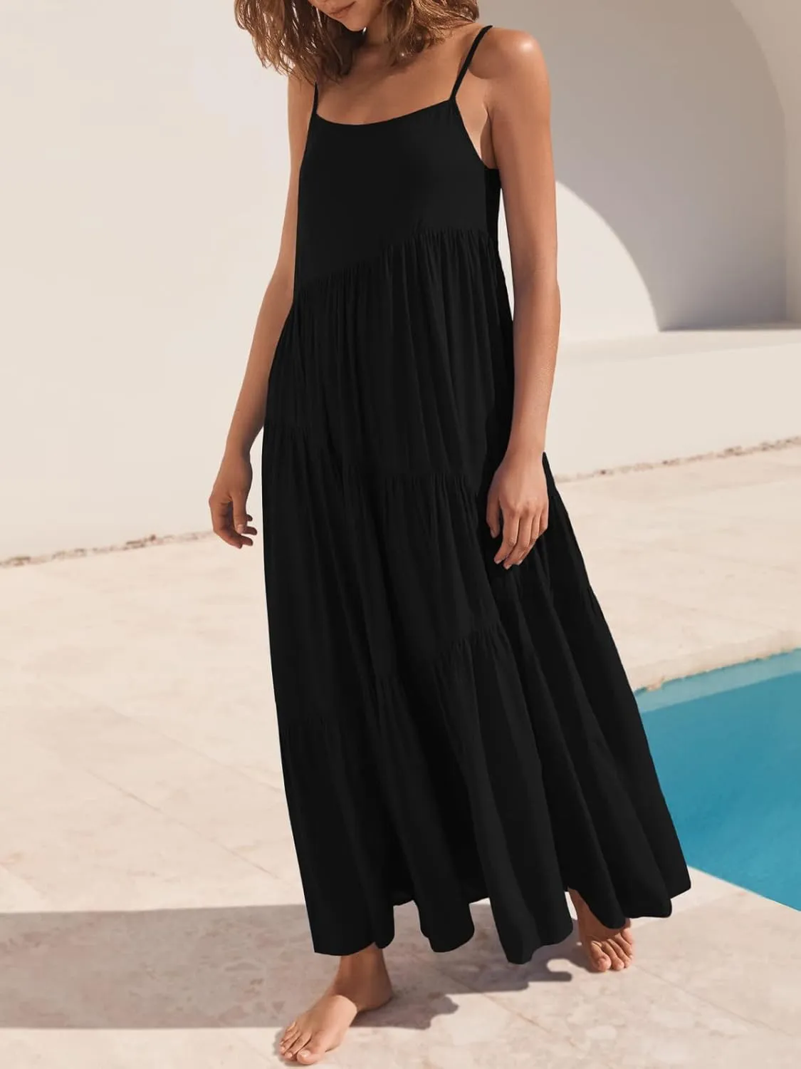 ANRABESS Women Summer Casual Loose Sleeveless Sundress Spaghetti Strap Flowy Boho Linen Beach Vacation Maxi Long Dress