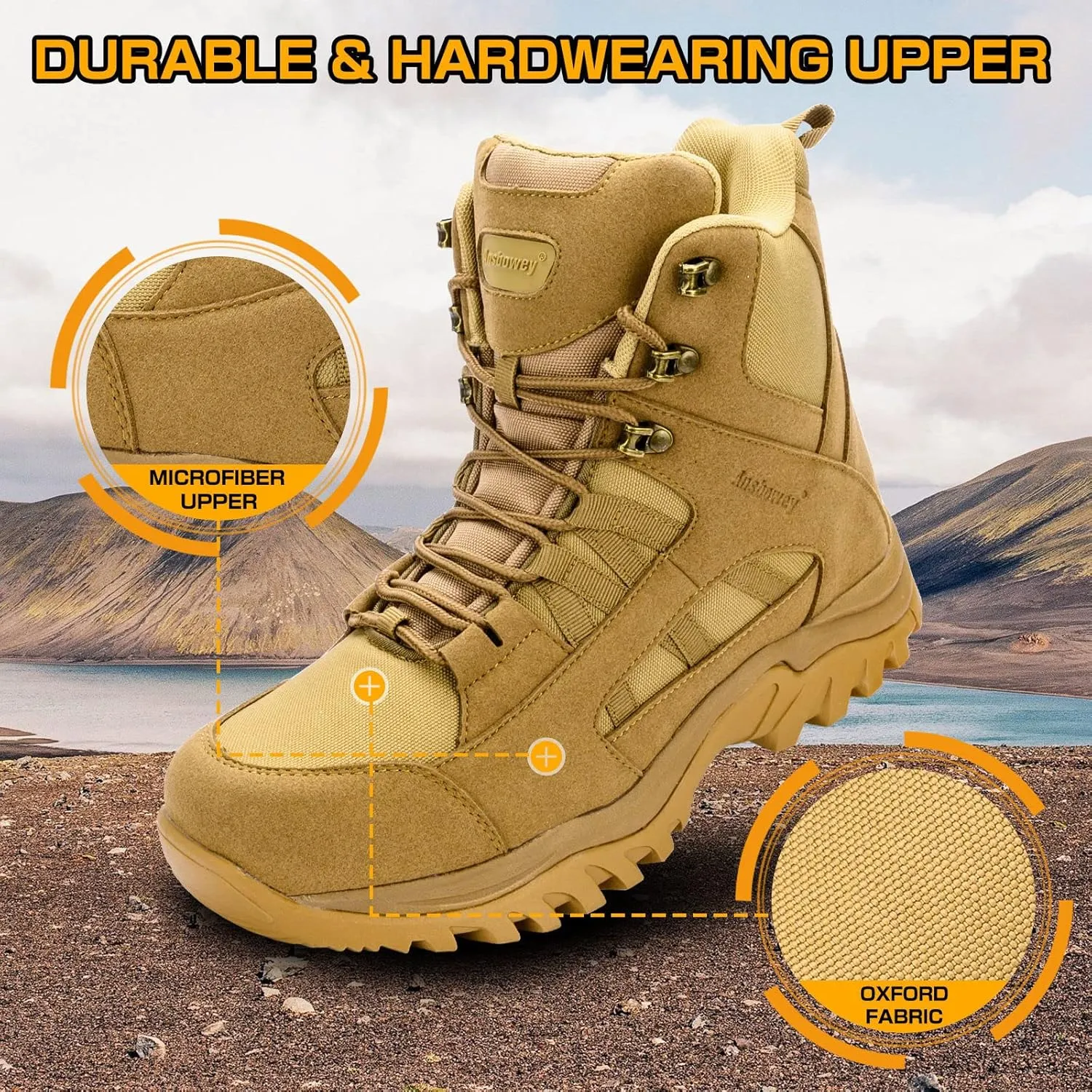 Ansbowey Men's Military Tactical Boots Lightweight Outdoor Jungle Hiking Boots