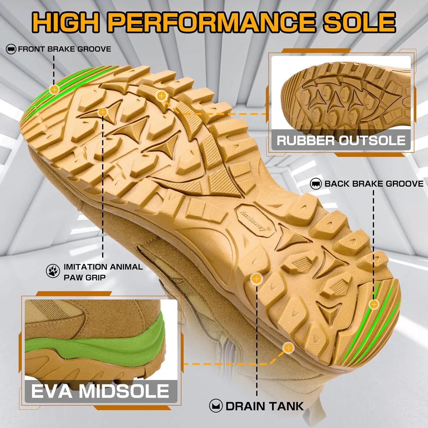 Ansbowey Men's Military Tactical Boots Lightweight Outdoor Jungle Hiking Boots