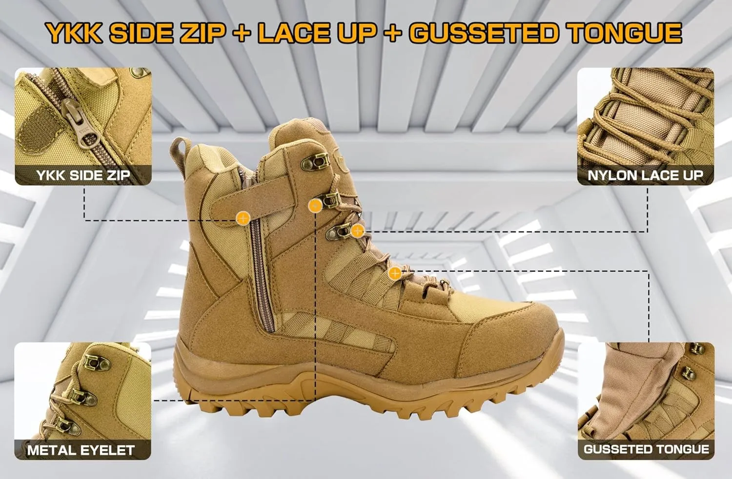 Ansbowey Men's Military Tactical Boots Lightweight Outdoor Jungle Hiking Boots