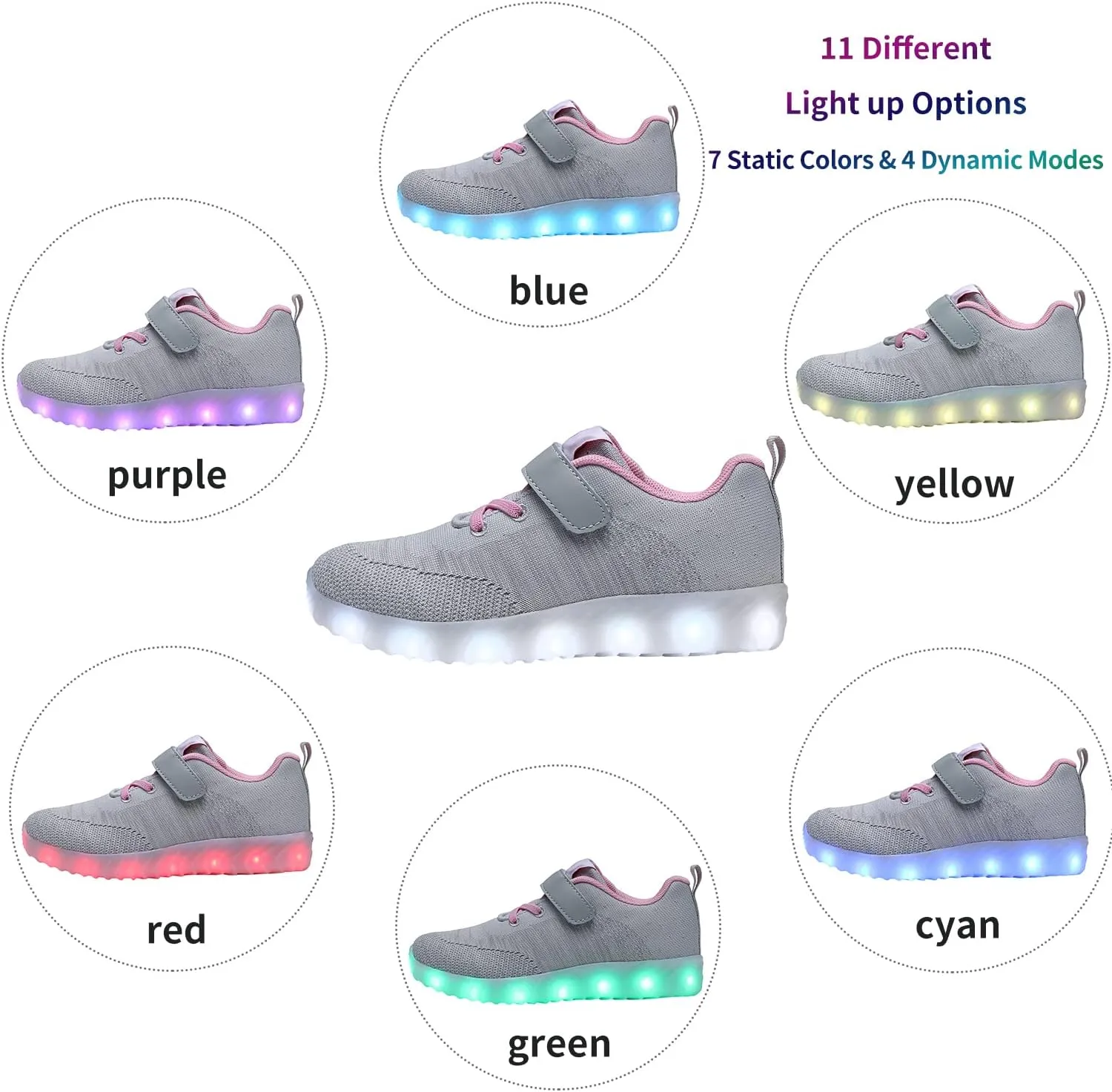 AoSiFu Kids Light Up Shoes Toddler Girls Boys Breathable Led Flashing Sneakers USB Charge