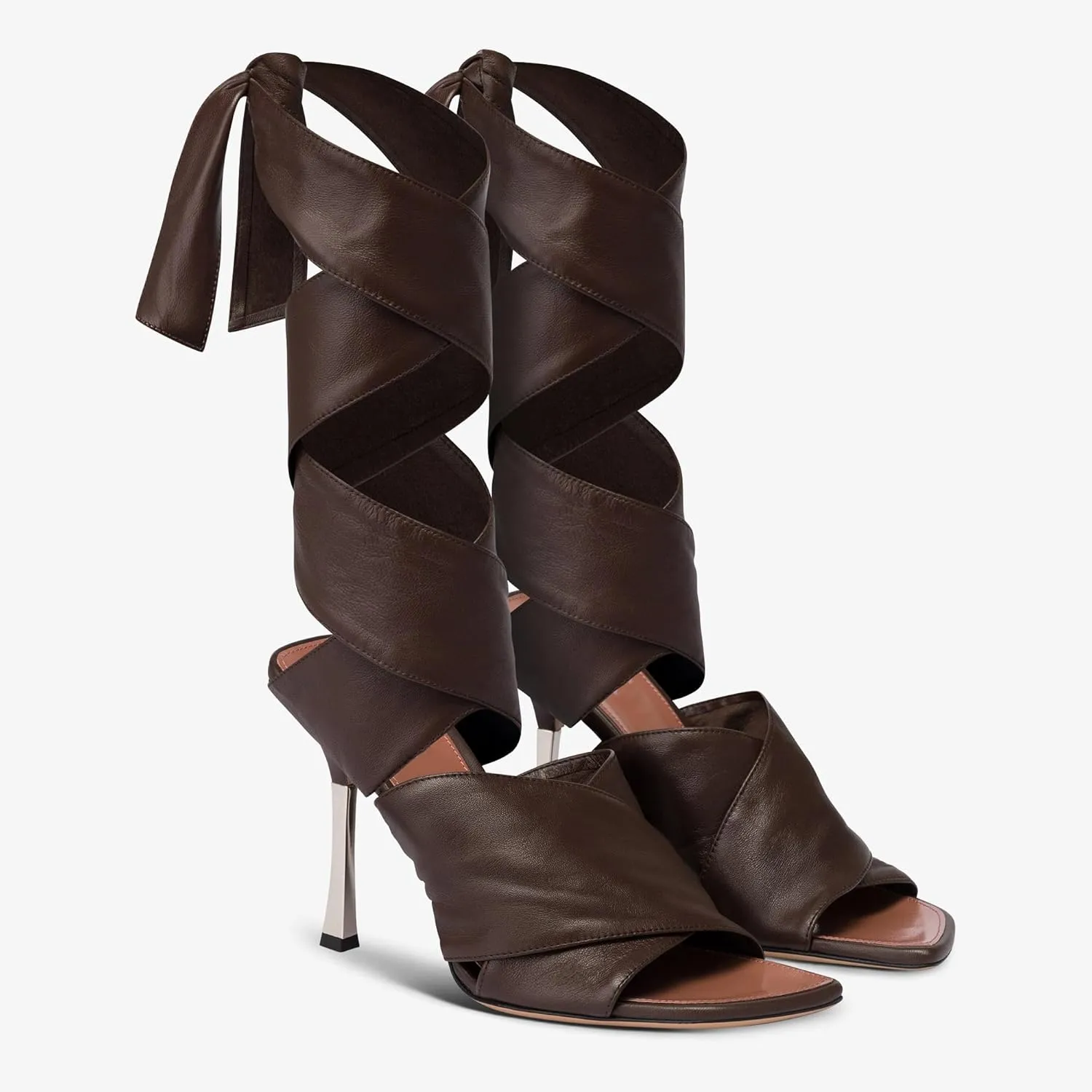 Arqa Wrap Around Strappy High Heel Sandals for Women Lace Up Heels Square Open Toe Tie Up Pumps for Prom Party Daily Wear Wedding Dressy
