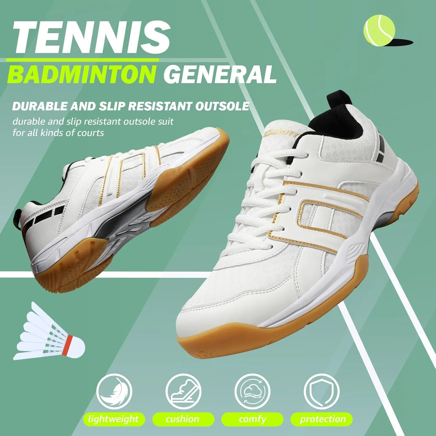 ASHION Pickleball Shoes for Men Tennis Shoes Sneakers for All Court Racquetball Athletic Shoes for Racquet Sport | Arch Support
